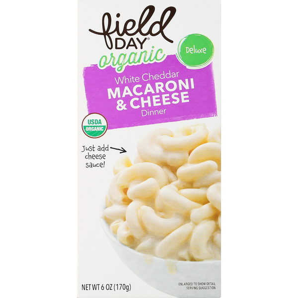 Instant Foods FIELD DAY Macaroni & Cheese Dinner, Organic, White Cheddar, Deluxe hero