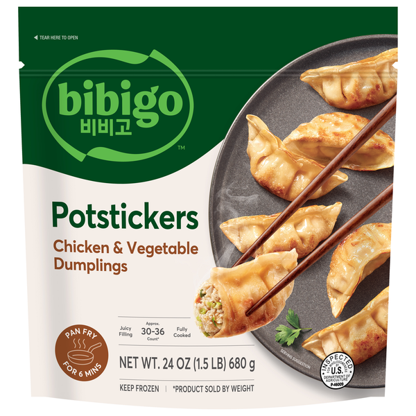 Frozen Meals Bibigo Potstickers, Chicken & Vegetable Dumplings hero