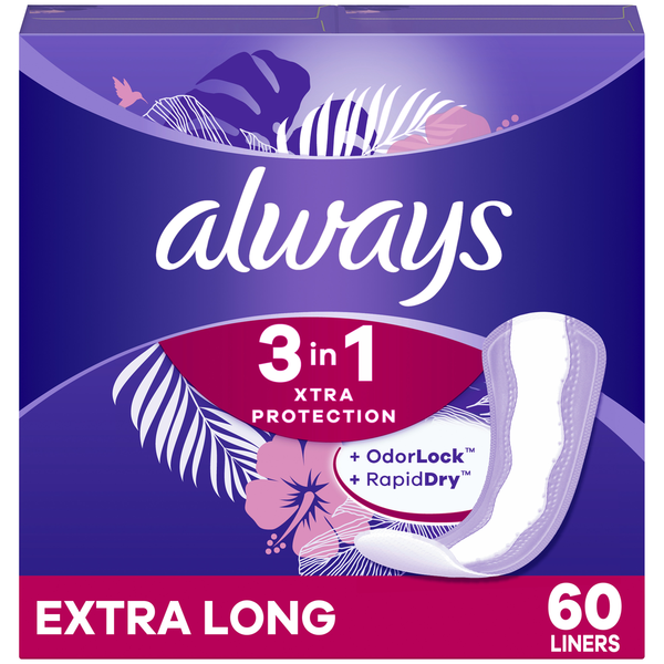 Feminine Care Always Xtra Protection 3in1 Daily Liners Extra Long hero