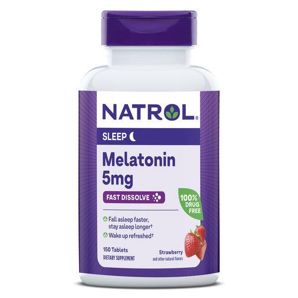 Vitamins & Supplements Natrol Melatonin 5mg Strawberry Flavored Fast Dissolve Tablets hero