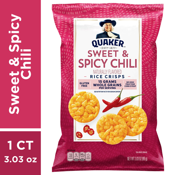 Chips & Pretzels Quaker Rice Crisps, Sweet & Spicy Chili hero