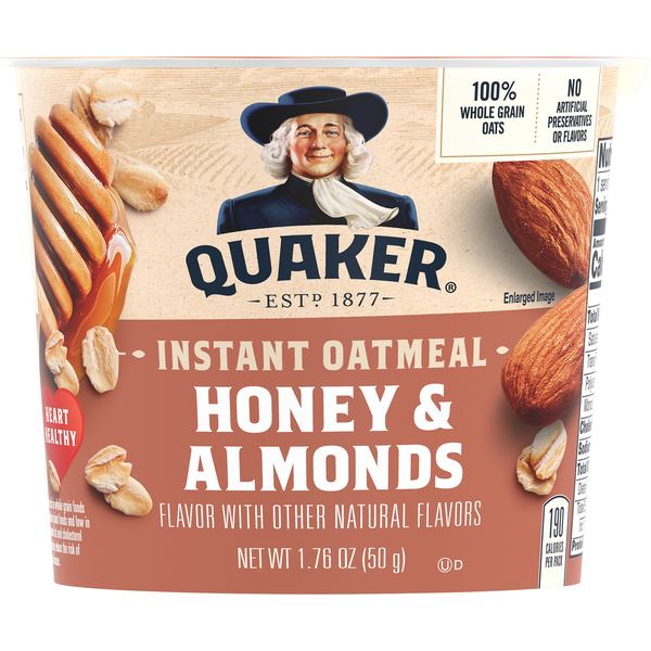 Hot Cereal & Pancake Mixes Quaker Instant Oatmeal, Honey & Almonds hero