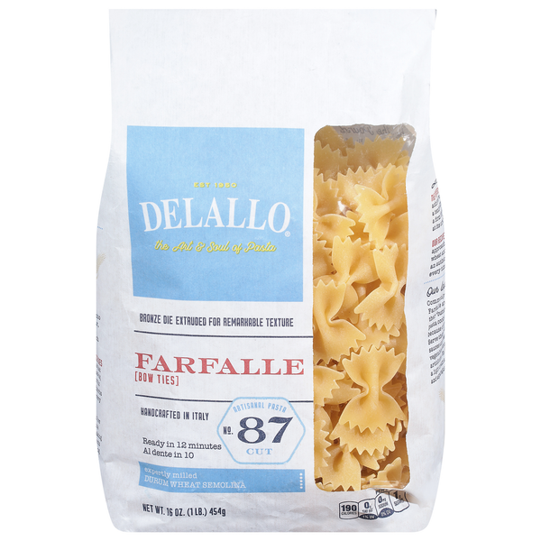 Dry Pasta DeLallo Farfalle, Bow Ties, No. 87 Cut hero