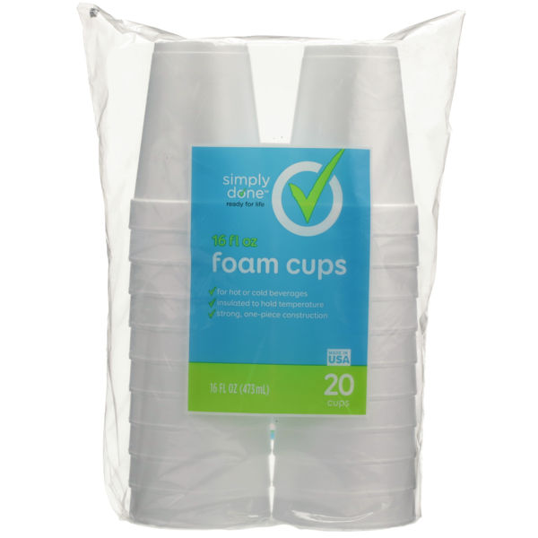 Plates, Bowls, Cups & Flatware Simply Done Foam Cups hero