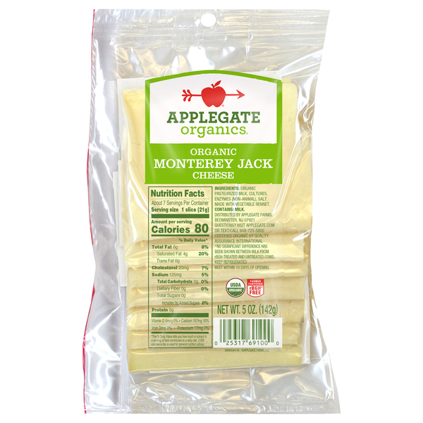 Packaged Cheese Applegate Organics Organic Monterey Jack Cheese hero