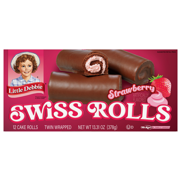 Bakery Desserts Little Debbie Swiss Rolls, Strawberry, Twin Wrapped hero