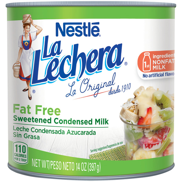 Milk La Lechera Nestle  Fat Free Sweetened Condensed Milk hero