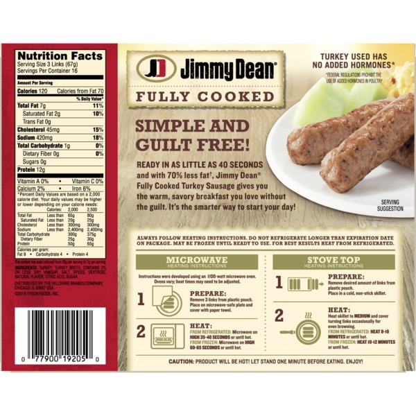 Jimmy Dean Turkey Sausage Links, 38.4 oz, 48 ct