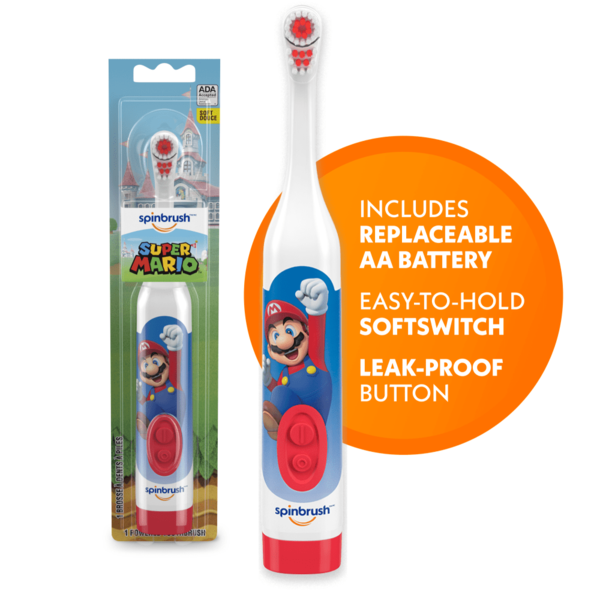 Oral Hygiene Spinbrush Super Mario Kid’S  Electric Battery Toothbrush hero