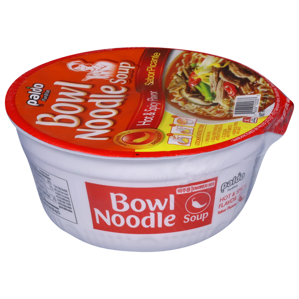 Instant Foods Paldo Soup, Hot & Spicy Flavor, Bowl Noodle hero