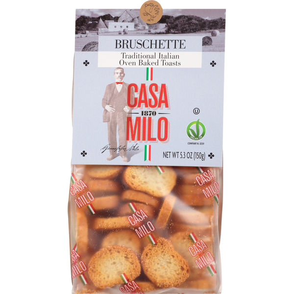 Crackers Casa Milo Bruschette, Traditional Italian, Oven Baked Toasts hero