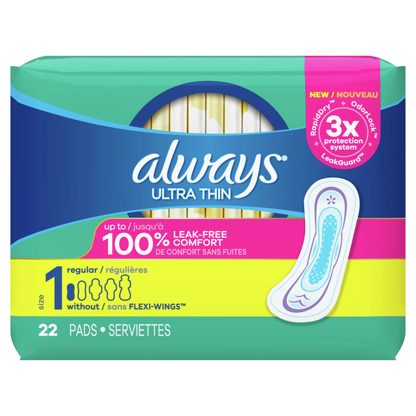 Feminine Care Always Ultra Thin Regular Pads Without Wings Unscented hero