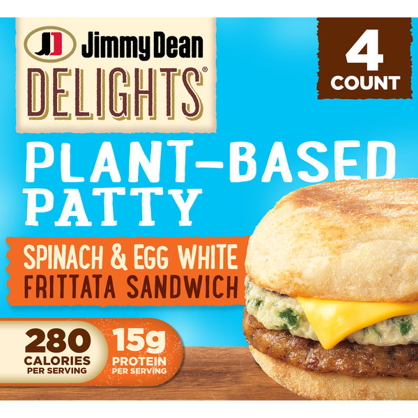 Jimmy Dean Plant-Based Patty Breakfast Sandwiches with Spinach and Egg White Frittata hero