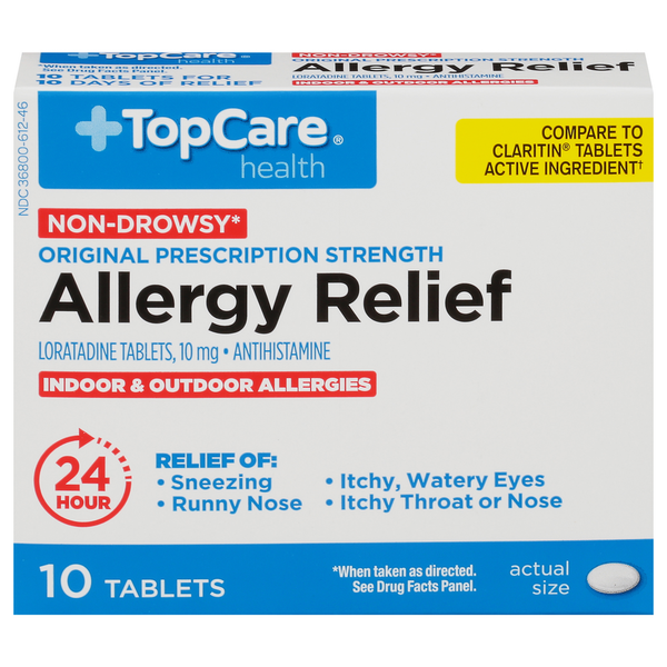 Cold, Flu & Allergy TopCare Allergy Relief, Original Prescription Strength, 10 mg, Non-Drowsy, Tablets hero