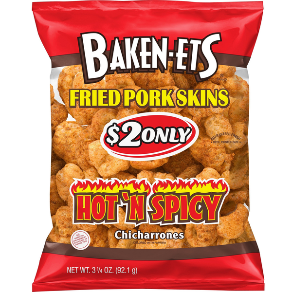 Chips & Pretzels Baken-Ets Pork Rinds , Hot & Spicy hero