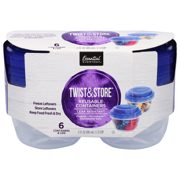 Food Storage Essential Everyday Reusable Containers, Twist & Store, 3 Fluid Ounce hero