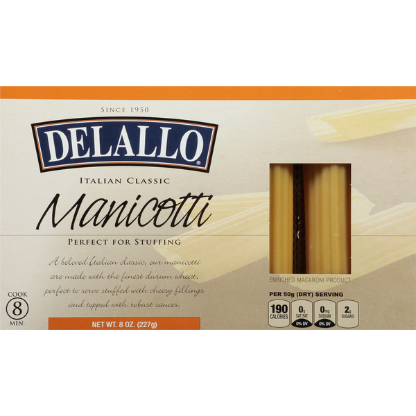 Dry Pasta DeLallo Manicotti, Italian Classic hero