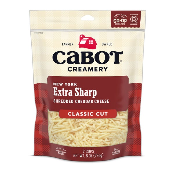 Cheese Cabot New York Extra Sharp Shredded Cheddar Cheese hero