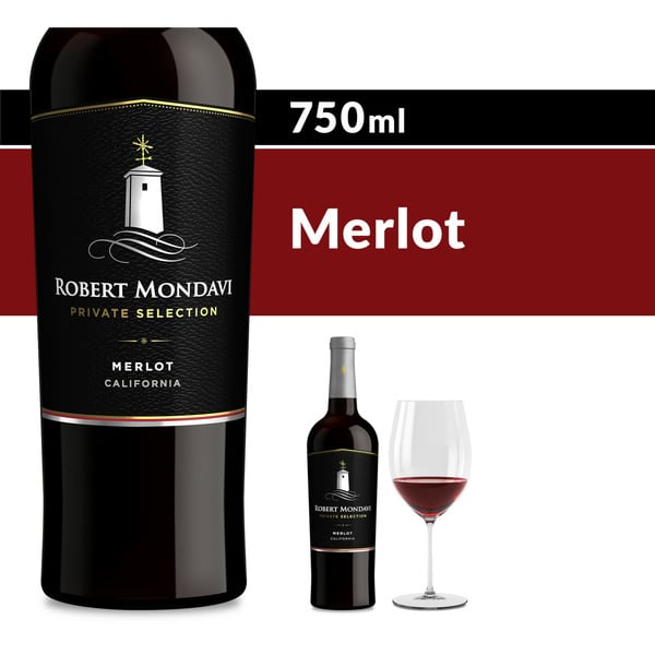 Domestic Merlot Robert Mondavi Private Selection Merlot Red Wine Bottle hero