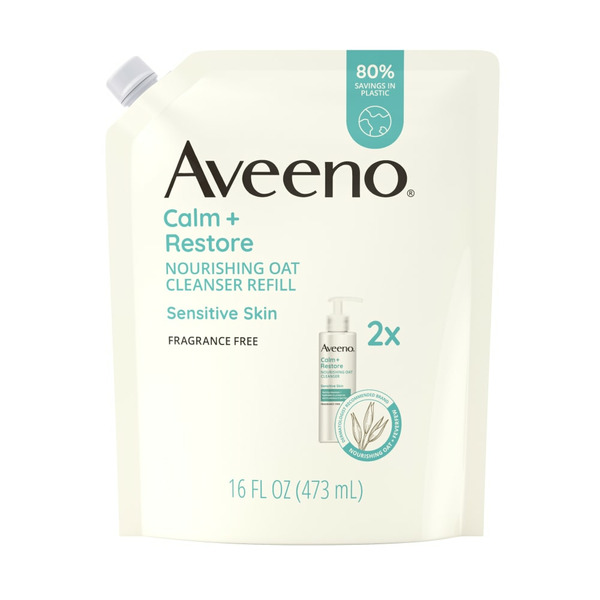 Aveeno Calm + Restore Nourishing Oat Face Wash, Facial Cleanser Refill hero