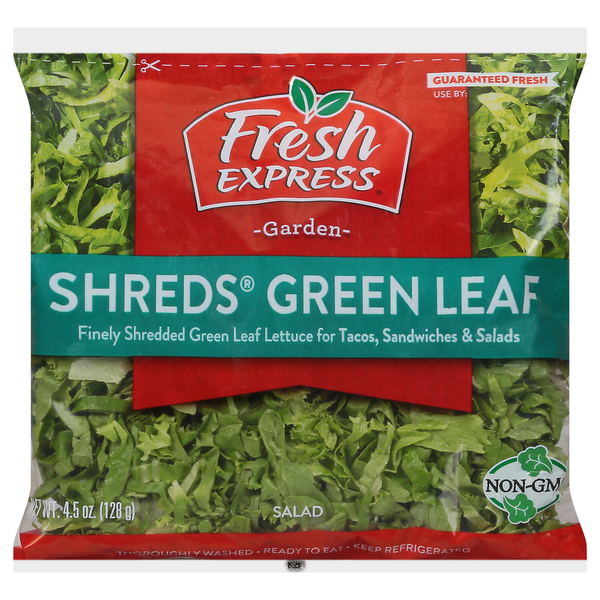 Packaged Vegetables & Fruits Fresh Express Salad, Shreds Green Leaf hero