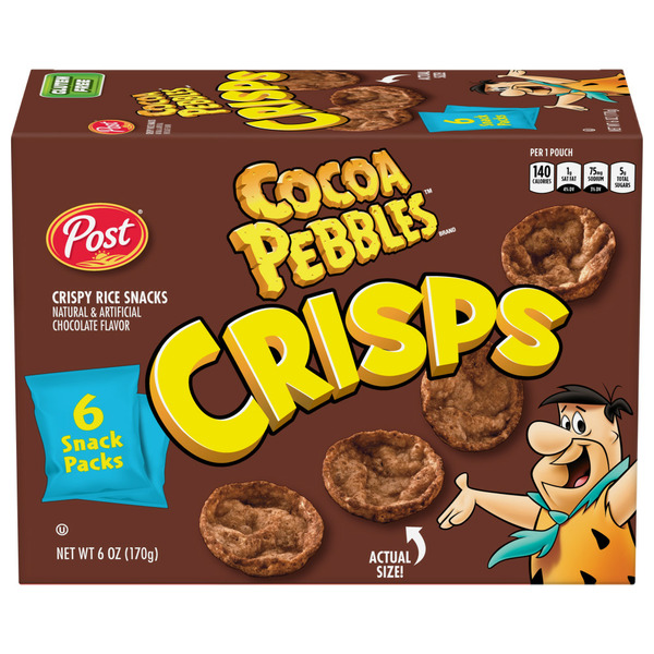 Chips & Pretzels Post Cocoa Pebbles Crisps, Portable Breakfast Cereal Snack, Kids Snacks, Gluten Free hero