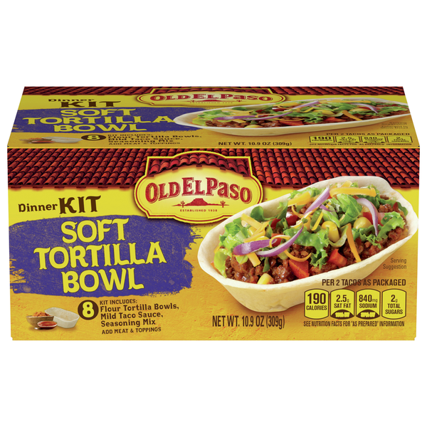 Mexican/Hispanic/Latino Foods Old El Paso Dinner Kit, Soft Tortilla Bowl hero