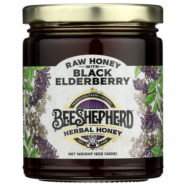 Spices & Seasonings Bee Shepherd Black Elderberry Infused Honey hero