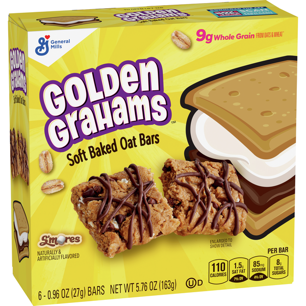 Breakfast Bars & Pastries General Mills Golden Grahams S'mores Soft Baked Oat Bars Chewy Treat Bars hero