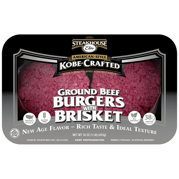 Packaged Meat Steakhouse Elite Ground Beef Burger with Brisket hero