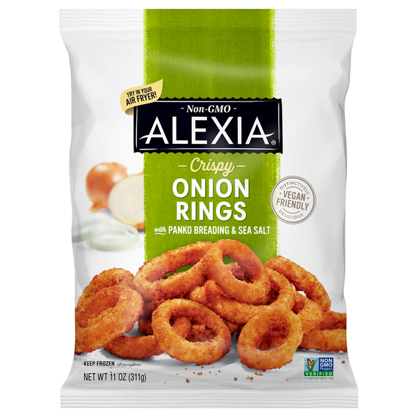 Frozen Vegan & Vegetarian Alexia Onion Rings, with Panko Breading & Sea Salt, Crispy hero