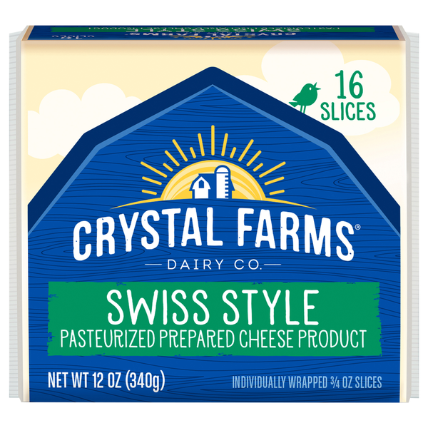 Packaged Cheese Crystal Farms Cheese Slices, Swiss Style hero