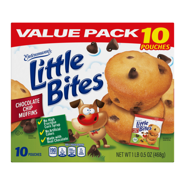 Breakfast Bars & Pastries Entenmann's Little Bites, 10 packs, Chocolate Chip Mini Muffins hero