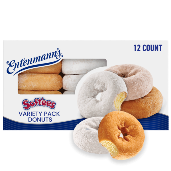 Breakfast Bakery Entenmann's Soft'ees, 12 count, Variety Pack Donuts hero