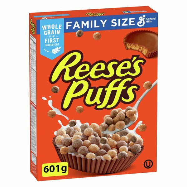 Cereal Reese's Puffs Breakfast Cereal, Peanut Butter Chocolate, Family Size hero