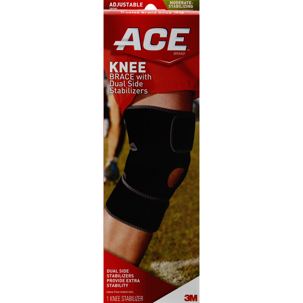 First Aid ACE Knee Brace, with Dural Side Stabilizers, Adjustable hero