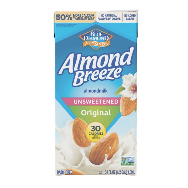 Non-Refrigerated Milk Almond Breeze Shelf-Stable Unsweetened Original Almondmilk hero