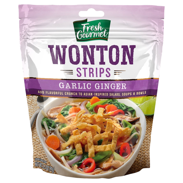 Salad Dressing & Toppings Fresh Gourmet Wonton Strips, Garlic Ginger hero