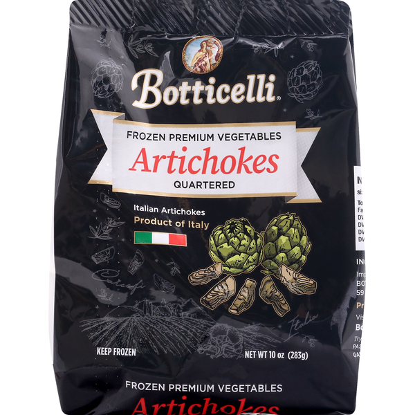 Frozen Vegan & Vegetarian Botticelli Artichokes, Quartered hero