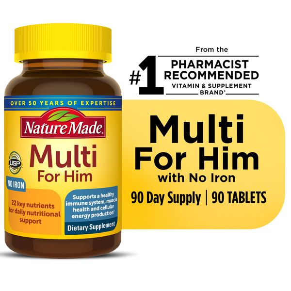 Vitamins & Supplements Nature Made Multivitamin For Him Tablets with No Iron hero