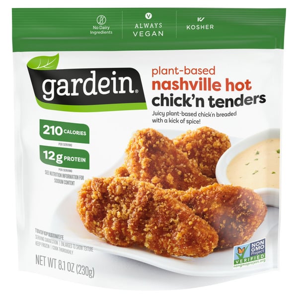 Prepared Meals Gardein Plant-Based Nashville Hot Chick'n Tenders, Vegan Food, Frozen Food hero