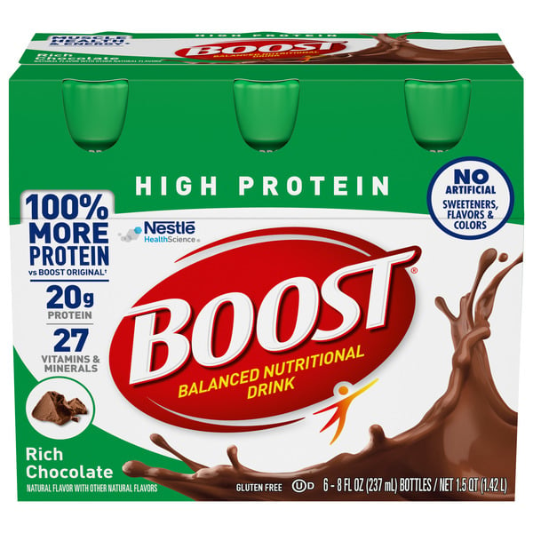 Protein & Meal Replacements BOOST High Protein Nutritional Drink, Rich Chocolate, 20 g Protein hero