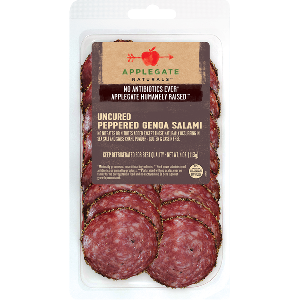 Cold Cuts Applegate Naturals  Natural Uncured Peppered Genoa Salami Sliced hero