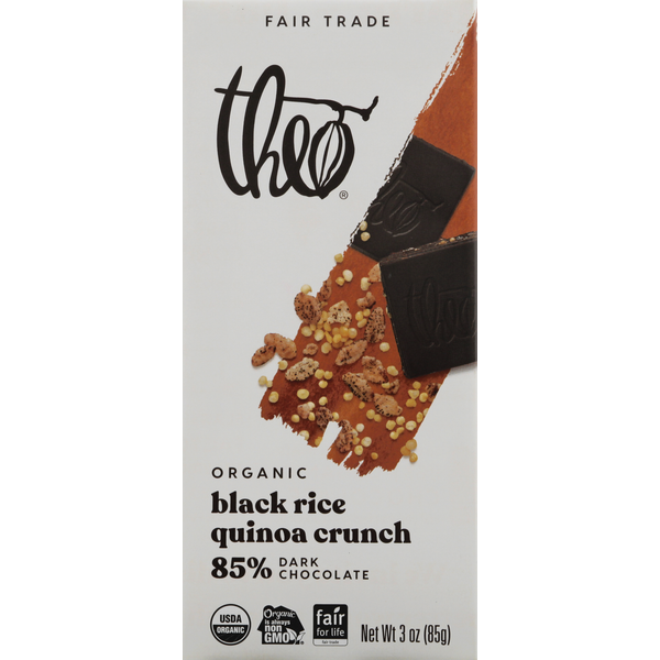 Candy & Chocolate Theo Chocolate Black Rice Quinoa Crunch, Organic, Dark Chocolate hero