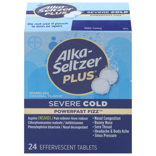 Alka-Seltzer Plus Severe Cold, Effervescent Tablets, Sparkling Original Flavor hero