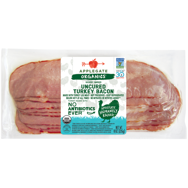 Hot Dogs, Bacon & Sausage Applegate Organics Organic Turkey Bacon hero