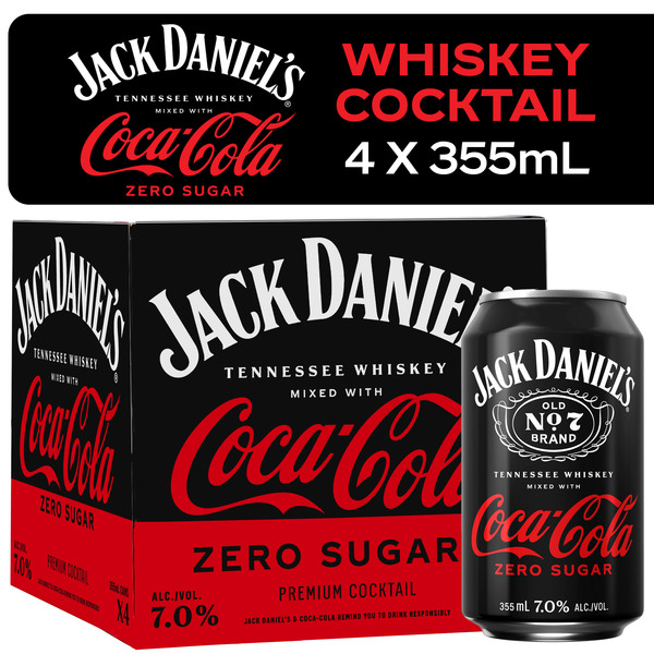 Jack Daniel's Jack Daniel's Tennessee Whiskey and Coca-Cola Zero Sugar Ready to Drink hero