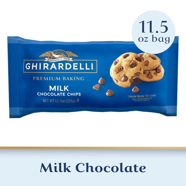 Doughs, Gelatins & Bake Mixes Ghirardelli Milk Chocolate Premium Baking Chips, Chocolate Chips for Baking hero