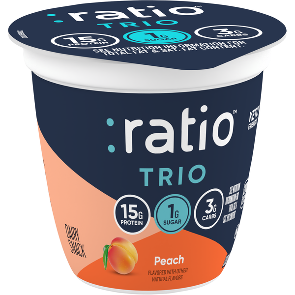 Yogurt/Kefir Ratio Trio Peach Yogurt Cultured Dairy Keto Friendly Snack Cup hero