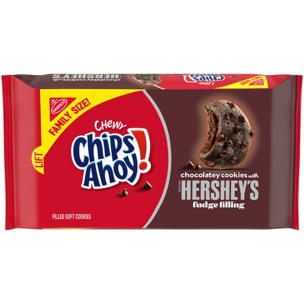 Chips Ahoy! Chewy Chocolatey Hershey'S Fudge Filled Soft Chocolate Chip Cookies hero